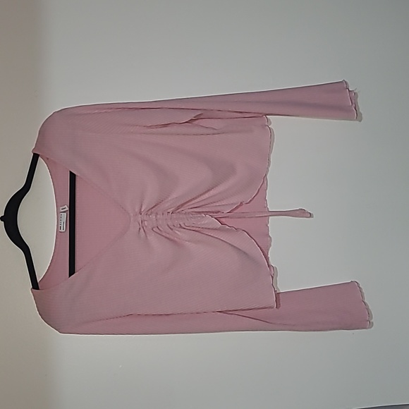asos cropped flared long sleeve light pink size large - Picture 1 of 4